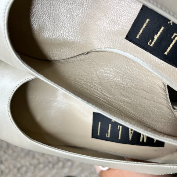 Women's AMALFI ITALY Size 5 Vintage Square Toe Ivory Close Toe Heel Shoe - Picture 15 of 16